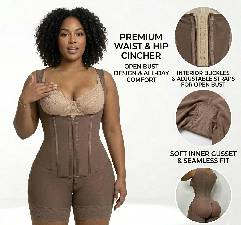 Open-Bust Colombian Faja with Crotch Zip